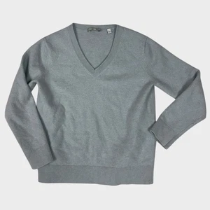 Vince Large V Neck Womens 100% Cashmere Light Blue Sweater SHRUNKEN - Picture 1 of 9