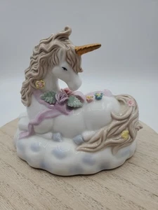 Heritage House Music Box Unicorno Porcellana Principessa Morbida e Dolce vntg, Funzionante - Foto 1 di 9