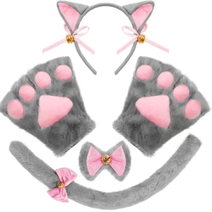 5-teiliges Kätzchen grau Kätzchen Katze Kostüm Zubehör Set mit Katzenohren Stirnband, P... - Bild 1 von 7