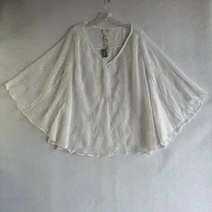 Chico's L/XL transparenter Überwurf fließende Optik weiß Eva Chianti Poncho Boho Neu mit Etikett - Bild 1 von 9