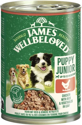 JAMES WELLBELOVED™ Hund Dose PuppyJunior Huhn Pastete 400g Hundefutter Nass - Bild 1 von 4