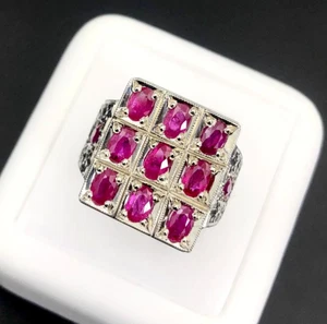 12 Carats Ruby Ring, Natural Ruby 925 Sterling Silver Yaqoot Ring For Men - Picture 1 of 5