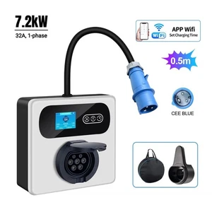 Portable Type 2 EV Wall Charger, 8A-32A Adjustable, 7kW 1-phase, Delay Timer - Picture 1 of 8