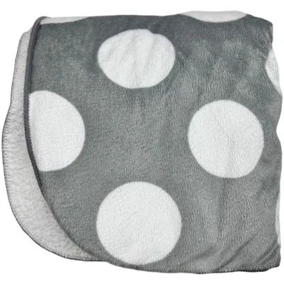 Circo Gray Big White Polka Dot Baby Blanket Sherpa Back Target Unisex Lovey EUC - Image 1 of 4