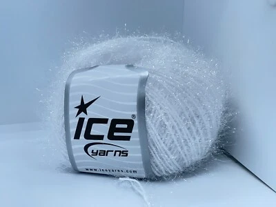 Sparkle Soft White 68484 Ice Yarns Metallic Lurex Nylon Eyelash Yarn 50g 153y - Image 1 of 4