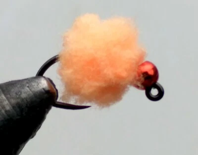 12 RED  Tungsten Bead Eggstasy Fly Fishing Flies - Egg  -Sockeye / Peach  - Image 1 of 4
