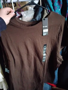 24/26w cotton mossimo 2xl 3xl brown spandex women's long t-shirt basic nwt new - Picture 1 of 2