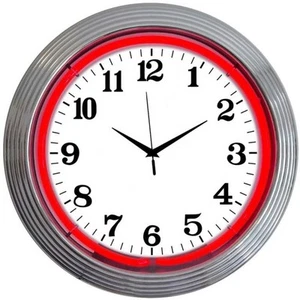 "Chrom rot Standard Neon Uhr 15""x15" - Bild 1 von 1