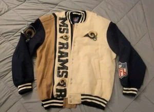 Rare ST. Louis Rams Los Angeles Reebok Jeff Hamilton Leather Wool Jacket 3XL - Picture 1 of 19
