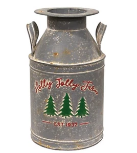 Holly Jolly Farm Milk Can, Rustic Milk Can, Christmas Decoration, Rustic Decor - Picture 1 of 3