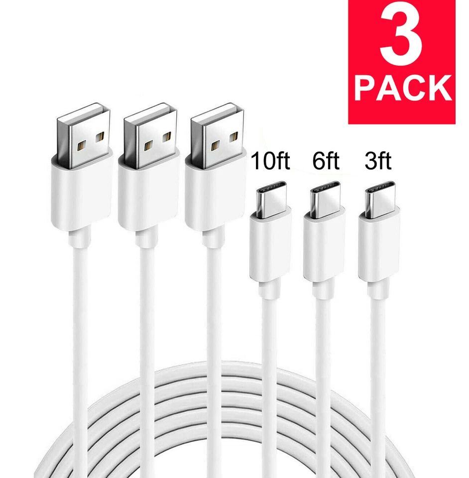 3 Pack Samsung USB C Type C Fast Charging Cable Galaxy S8 S9 S10 Plus Note 8 9 - Image 1 of 4