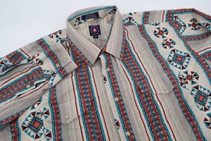 VTG Panhandle Slim Western Shirt XL Pearl Snap Aztec Southwest Rodeo Cowboy - Picture 1 of 8