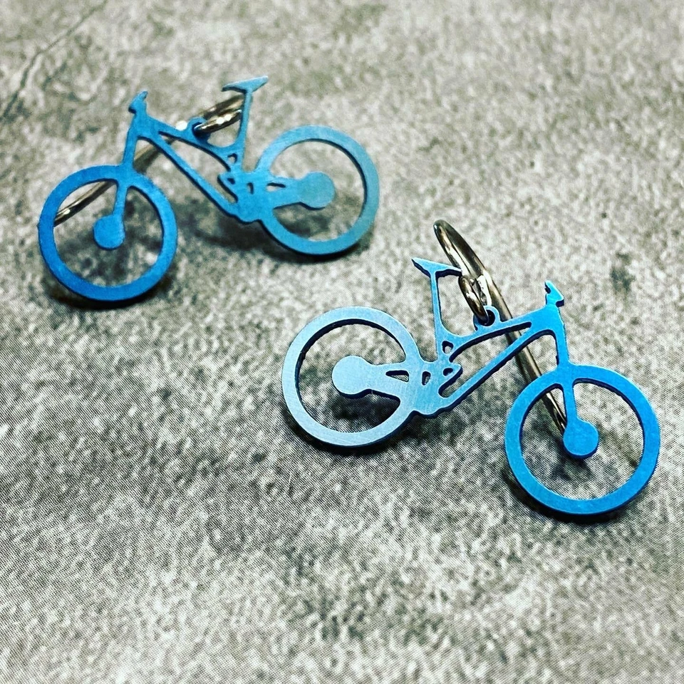 Boone Titanium Mountain Bike Earrings Blue Fade Made in USA - Image 1 of 1