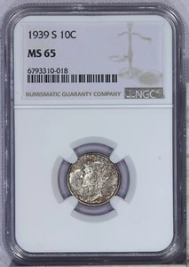 1939-S Mercury Dime 10c NGC MS65 - Picture 1 of 2