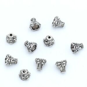 Antiqued Silver Style Metal Cone Beads Caps Finding For Jewelry Crafting 10 Pc 