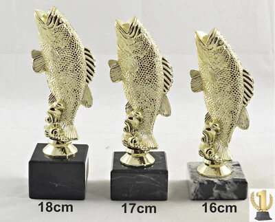 EIGENMARKE Angel-Fischer-Fisch Trophäe /Pokal 3er set oder einzeln incl. Beschriftung