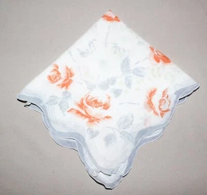 Pañuelo vintage para damas pañuelo blanco seda naranja flores 15” x 15” ¡Bonito! - Imagen 1 de 7