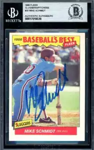 Mike Schmidt Beckett BAS Signed 1986 Fleer Sluggers Ptchers Autograph - Picture 1 of 2