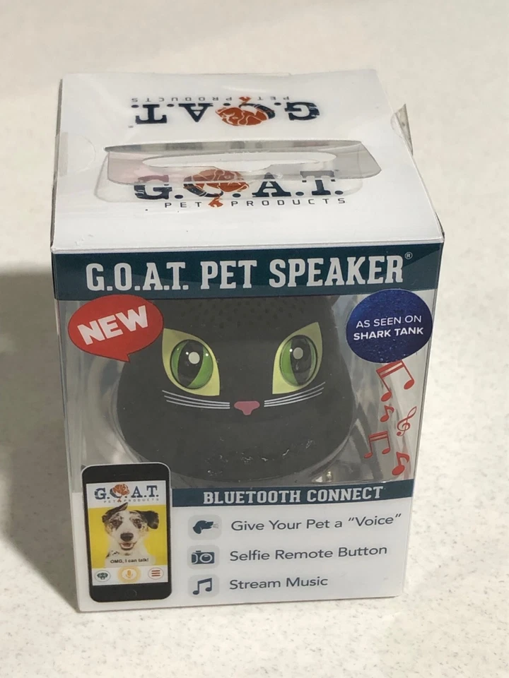 G.O.A.T GOAT Pet Speaker Bluetooth Connect Black Cat Kitty Shark Tank NEW in Box - Image 1 of 3