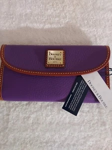 NWT DOONEY  & BOURKE💜 PEBBLE GRAIN💜 LEATHER💜 PLUM PURPLE CREDIT CARD CLUTCH - Picture 1 of 13