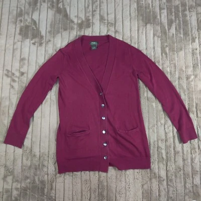 Cárdigan Suéter Eddie Bauer Mujer Pequeño Borgoña Algodón Cachemira Abotonado Foto 1 de 4