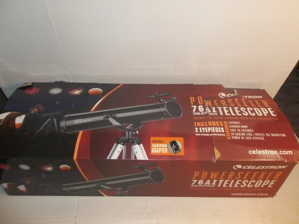 Celestron PowerSeeker 76AZ Newtonian Telescope New Opened Box - Image 1 of 4