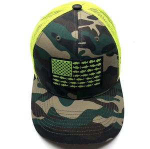 KBethos Vintage American Flag Trucker Hat Camo Green Mens OSFM Snapback - Picture 1 of 12