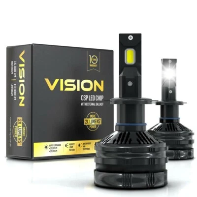 DS18 VTLH7 VISION H7 CSP Chip LED Headlight Bulbs Hyper Luminance 6000K White - Image 1 of 4