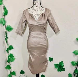 Queenspark Gold 1950’s Vintage Retro Pinup Dress New Sz 6 - Picture 1 of 7