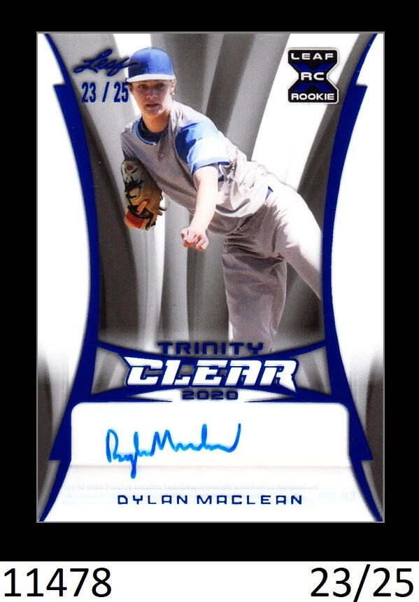 1-2020 LEAF TRINITY CLEAR BLUE PARALLEL AUTO DYLAN MacLEAN RANGERS 23/25  - Image 1 of 1