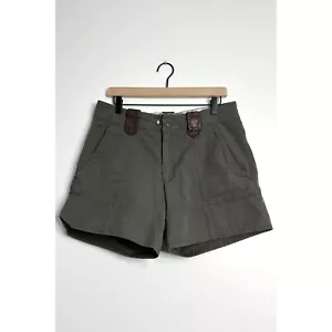 DIESEL Women's Military Chino Shorts Olive Green Leather Accents Cotton size 32 - Picture 1 of 10