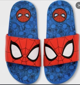 ^ DISNEY Store SWIM - SLIDES for KIDS - SPIDER-MAN - SIZE 9/10- NWT - Picture 1 of 3