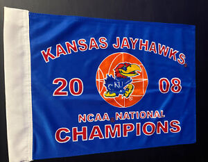 New/Unused University Of Kansas Jayhawks 2008 NCAA Champions Flag 11.5”x16.5”