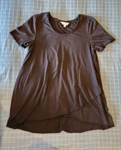 Ripe Maternity 'Short Sleeve Raw Edge Nursing Top' - Black - Picture 1 of 2