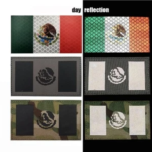 3 Piezas Insignia Parche Gancho y Lazo IFF Táctico Bandera de México IR Reflectante Bandera de México - Imagen 1 de 11