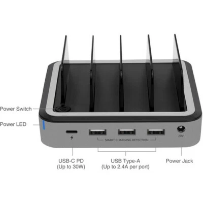 SIIG 48W 4-Port USB with Type-C PD Laptop Charging Station - Image 1 of 2