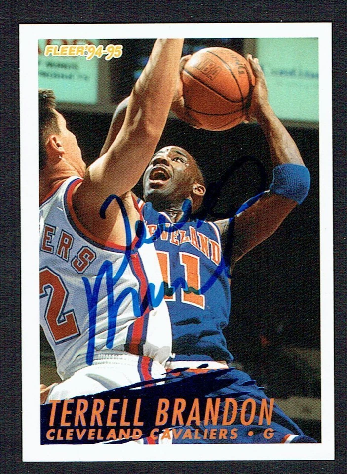 Tarjeta coleccionable de baloncesto Fleer 1994-95 autografiada firmada por Terrell Brandon #38 Foto 1 de 1