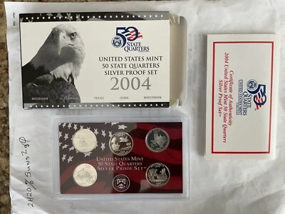 2004 Proof State Quarter Set Gem DCAM 90% Silver - (OGP) 5 coins - Image 1 of 2