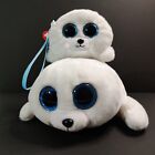 Lot of 2 TY Beanie Baby Boos Icy The Seal  12" Big Eyes & Icy Coin Purse Wallet