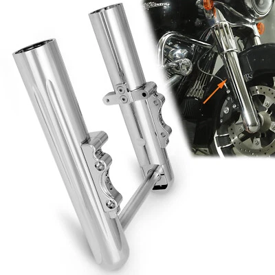 Chrome CNC Hollow cut Fork legs For Harley Touring electra street glide 2014-UP - Image 1 of 4