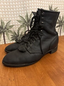 Stivali DD TUFF Kiltie neri Packer pelle logata made in USA punta morbida uomo 12 EE - Foto 1 di 22