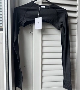 Gymshark Vital Seamless Shrug Bolero Black Marle S Brand New 6 8 yoga activewear - Picture 1 of 14