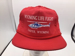 VTG WYOMING LIFE FLIGHT SNAPBACK TRUCKER HAT CAP Red Rope Skiing F1 - Picture 1 of 5