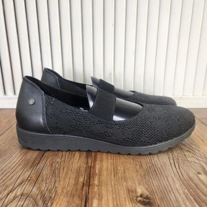 Skechers Cleo Flex Wedge Womens 7.5 Black Mary Jane Slip-On Loafers Shoes 158493 - Picture 1 of 9