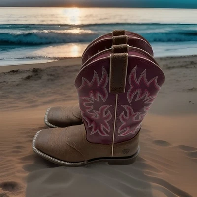 Ariat Women’s cowgirl  Leather Western  Boots Brown&Pink Sz.8B EUR 38.5 (671) - Image 1 of 4