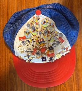 Vintage 1984 Olympic Cap+24 1984 Olympic Pins Used Free Shipping - Picture 1 of 1