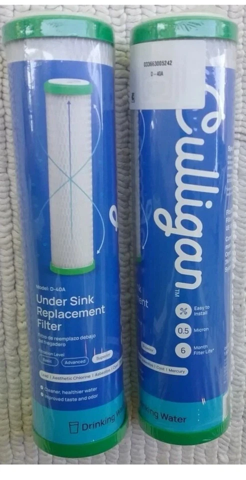 Culligan D-40A White Under Sink Replacement Water Filter Cartridge, Pack of 2 - Image 1 of 1