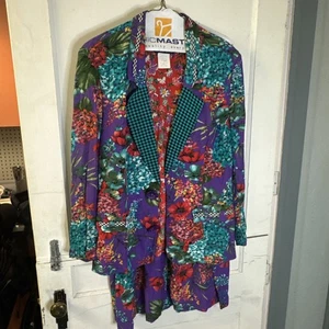 Vintage Carole Little Damen buntes Blumendruck Rock Bluse Set Größe 12 - Bild 1 von 9