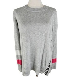 Lisa Todd Cotton Crew Sneak Attack Sweater Size Medium, Side Zipper To Stripe - Picture 1 of 12