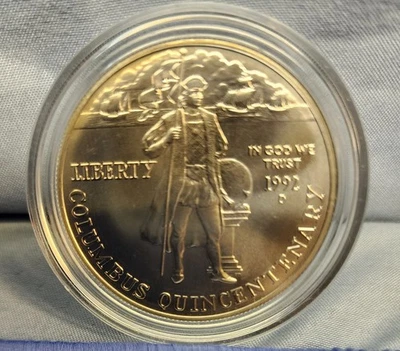 1992 Columbus Quincentenary Silver/clad Dollar US Mint $1 Coin Commemorative - Image 1 of 4